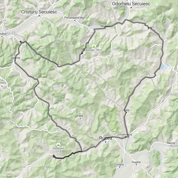 Map miniature of "Viscri Round Trip" cycling inspiration in Centru, Romania. Generated by Tarmacs.app cycling route planner