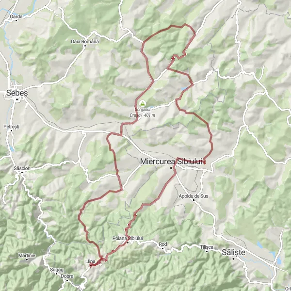 Map miniature of " Valley Charm" cycling inspiration in Centru, Romania. Generated by Tarmacs.app cycling route planner