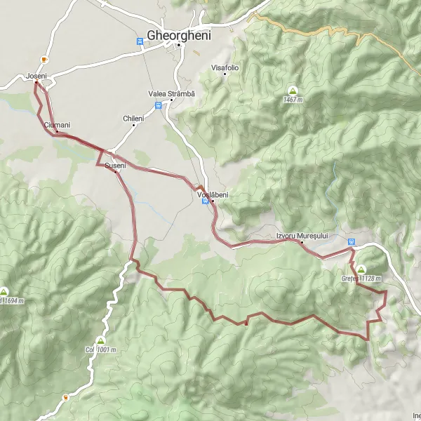 Map miniature of "Ciumani Circuit" cycling inspiration in Centru, Romania. Generated by Tarmacs.app cycling route planner