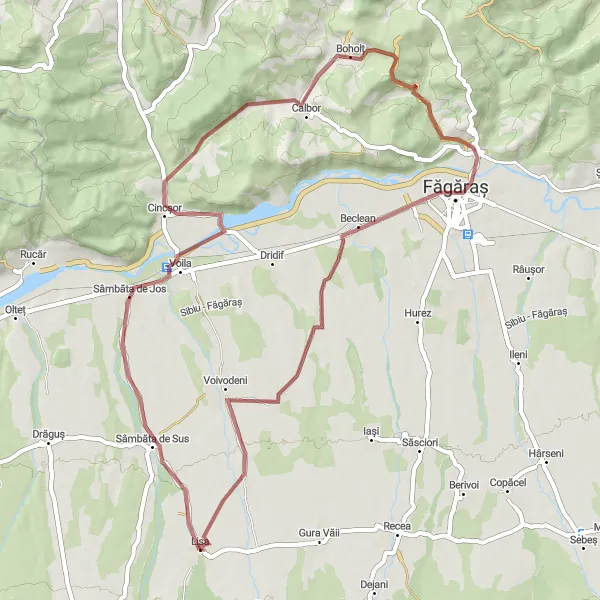 Map miniature of "Boholț Traverse" cycling inspiration in Centru, Romania. Generated by Tarmacs.app cycling route planner