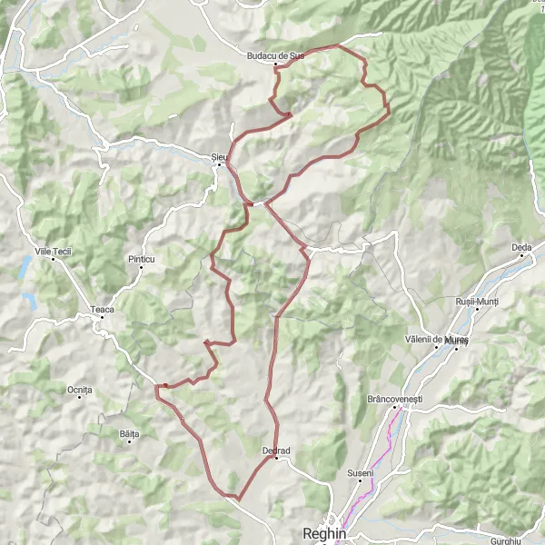 Map miniature of "Lunca to Sântu Gravel Route" cycling inspiration in Centru, Romania. Generated by Tarmacs.app cycling route planner