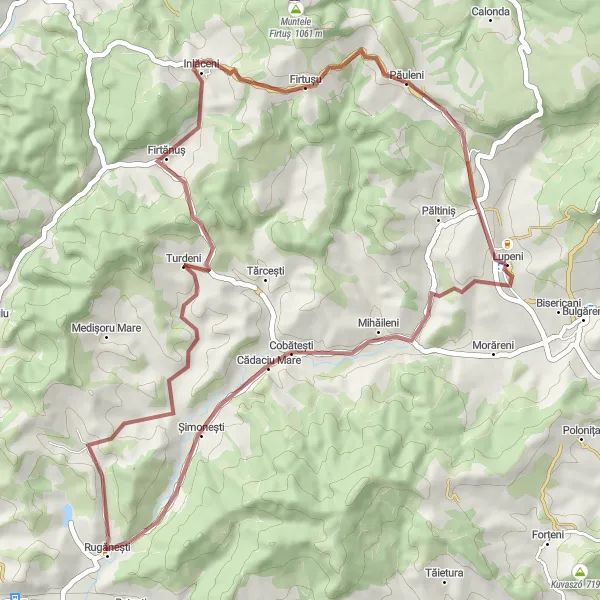 Map miniature of "Short Gravel Loop" cycling inspiration in Centru, Romania. Generated by Tarmacs.app cycling route planner