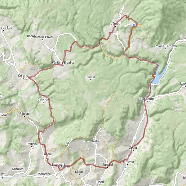 Map miniature of "Scenic Gravel Ride" cycling inspiration in Centru, Romania. Generated by Tarmacs.app cycling route planner