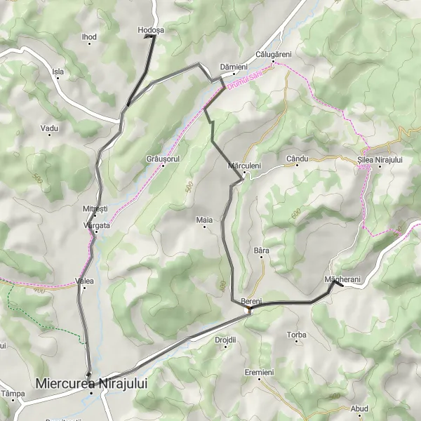 Map miniature of "Miercurea Nirajului to Bereni Road Route" cycling inspiration in Centru, Romania. Generated by Tarmacs.app cycling route planner