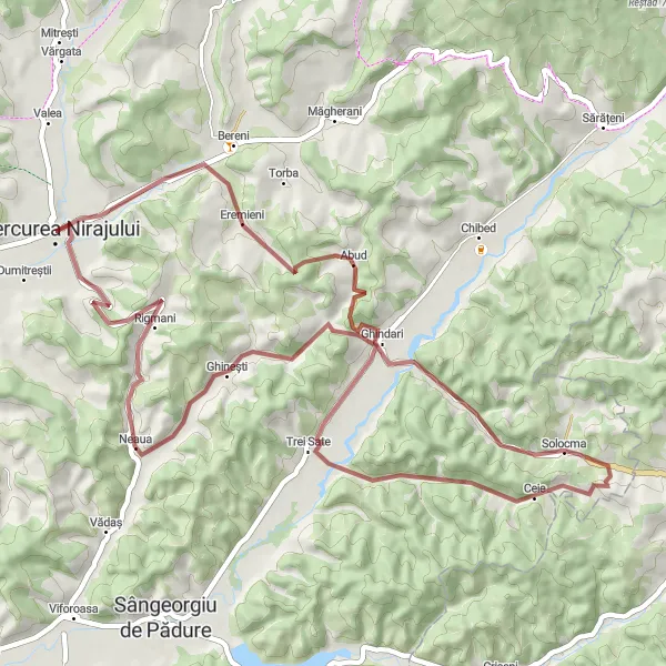 Map miniature of "Niraj Valley Gravel Path" cycling inspiration in Centru, Romania. Generated by Tarmacs.app cycling route planner