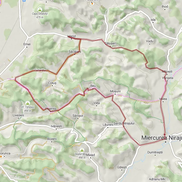 Map miniature of "Bike Exploration of Terebici Peak" cycling inspiration in Centru, Romania. Generated by Tarmacs.app cycling route planner