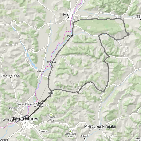 Map miniature of "The Transylvanian Hills" cycling inspiration in Centru, Romania. Generated by Tarmacs.app cycling route planner