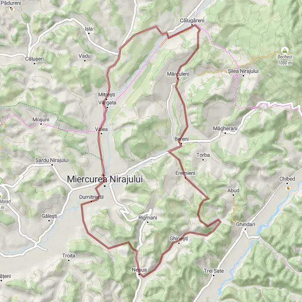 Map miniature of "Gravel Path Serenade" cycling inspiration in Centru, Romania. Generated by Tarmacs.app cycling route planner