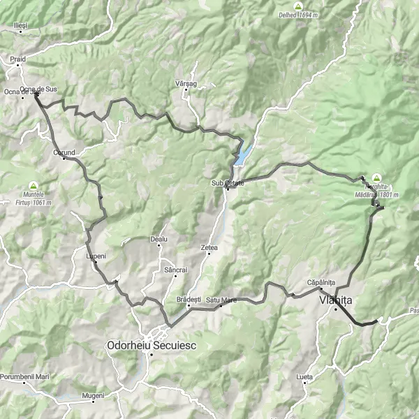 Map miniature of "Ultimate Hill Challenge" cycling inspiration in Centru, Romania. Generated by Tarmacs.app cycling route planner