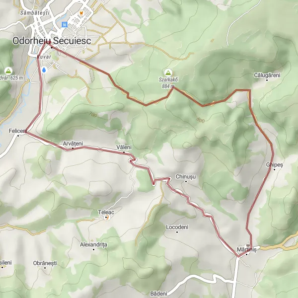 Map miniature of "Nature's Retreat" cycling inspiration in Centru, Romania. Generated by Tarmacs.app cycling route planner