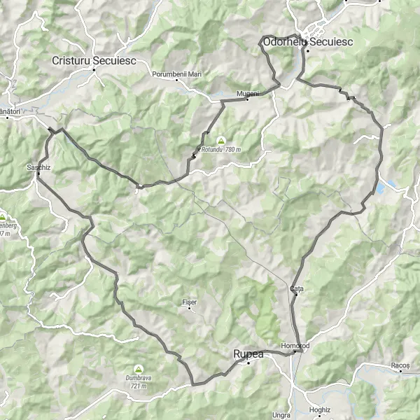 Map miniature of "Transylvanian Circuit" cycling inspiration in Centru, Romania. Generated by Tarmacs.app cycling route planner