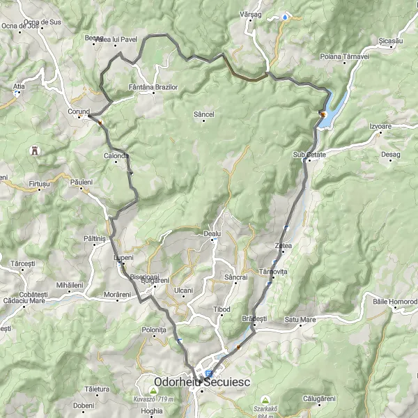 Map miniature of "Cultural Road Trip" cycling inspiration in Centru, Romania. Generated by Tarmacs.app cycling route planner