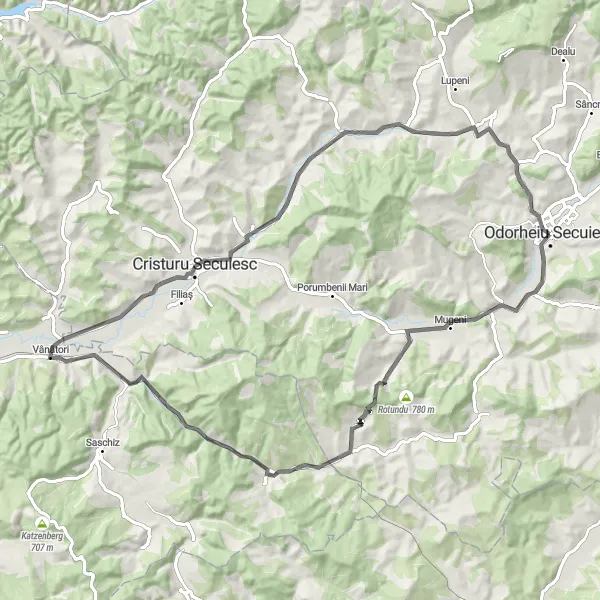 Map miniature of "Archita Challenge" cycling inspiration in Centru, Romania. Generated by Tarmacs.app cycling route planner