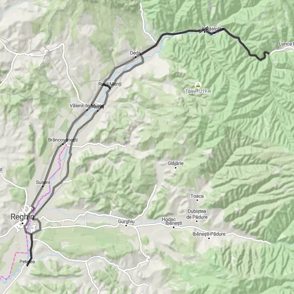 Map miniature of "The Răstolița Loop" cycling inspiration in Centru, Romania. Generated by Tarmacs.app cycling route planner