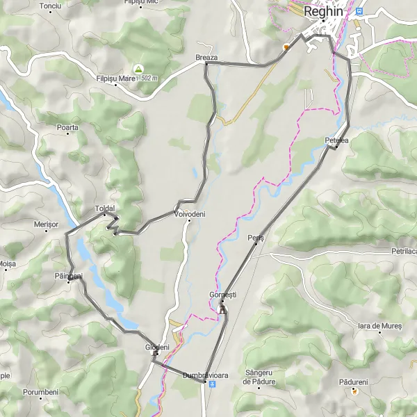 Map miniature of "The Glodeni Loop" cycling inspiration in Centru, Romania. Generated by Tarmacs.app cycling route planner