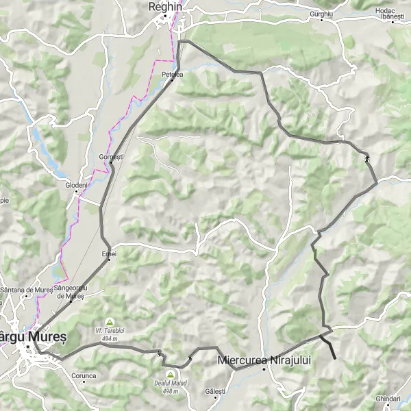 Map miniature of "Centru Road Escape" cycling inspiration in Centru, Romania. Generated by Tarmacs.app cycling route planner