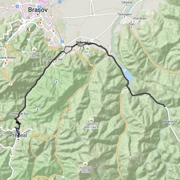 Map miniature of "Challenging Gravel Cycling through Timișu de Jos" cycling inspiration in Centru, Romania. Generated by Tarmacs.app cycling route planner