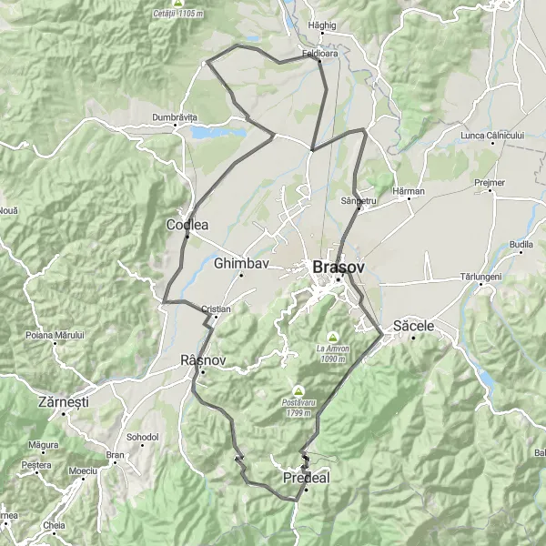 Map miniature of "The Transylvanian Adventure" cycling inspiration in Centru, Romania. Generated by Tarmacs.app cycling route planner