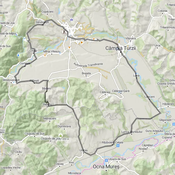 Map miniature of "Scenic Road Tour" cycling inspiration in Centru, Romania. Generated by Tarmacs.app cycling route planner