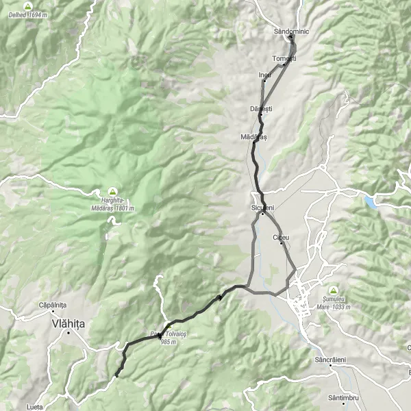 Map miniature of "The Transylvanian Odyssey" cycling inspiration in Centru, Romania. Generated by Tarmacs.app cycling route planner