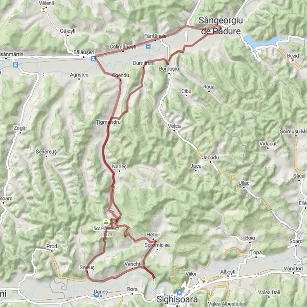 Map miniature of "Gravel Delight" cycling inspiration in Centru, Romania. Generated by Tarmacs.app cycling route planner