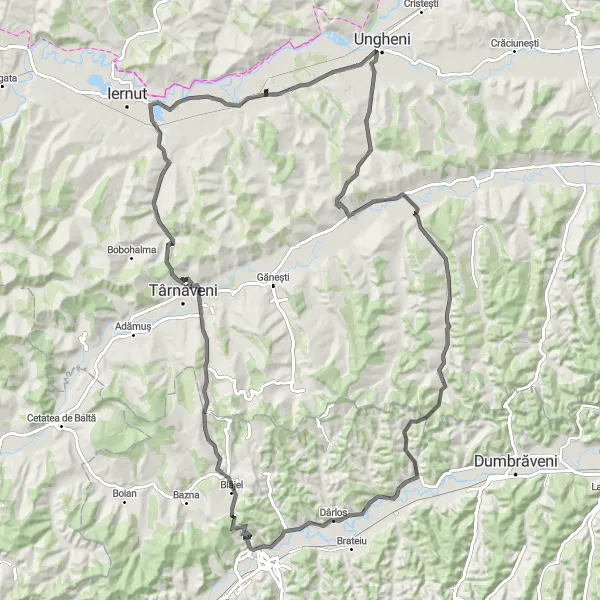 Map miniature of "Cerghizel Adventure" cycling inspiration in Centru, Romania. Generated by Tarmacs.app cycling route planner