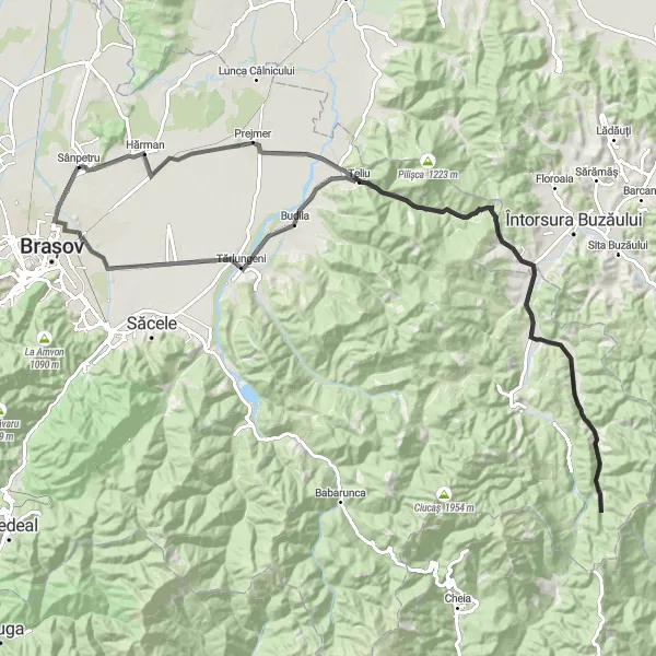 Map miniature of "Sânpetru Epic Loop" cycling inspiration in Centru, Romania. Generated by Tarmacs.app cycling route planner