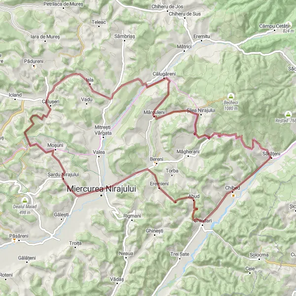 Map miniature of "Hidden Treasures of Niraj Valley" cycling inspiration in Centru, Romania. Generated by Tarmacs.app cycling route planner