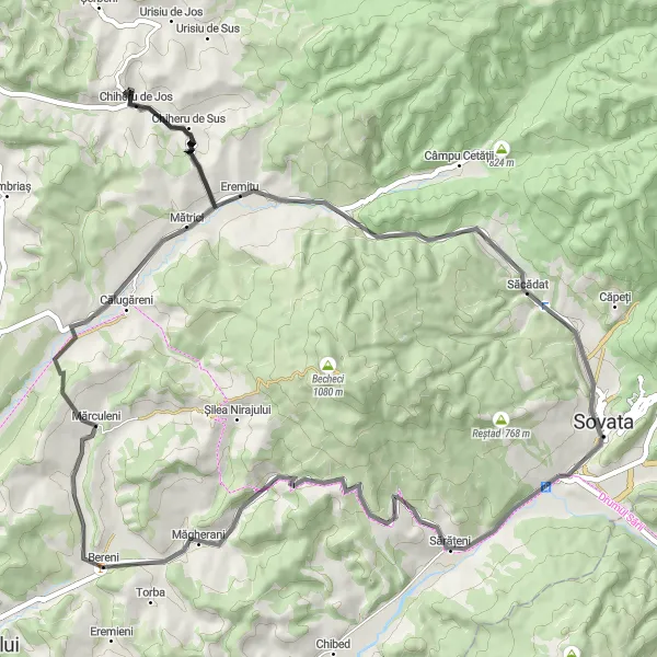 Map miniature of "Centru Loop" cycling inspiration in Centru, Romania. Generated by Tarmacs.app cycling route planner