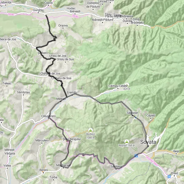 Map miniature of "Cultural Gems of Centru" cycling inspiration in Centru, Romania. Generated by Tarmacs.app cycling route planner