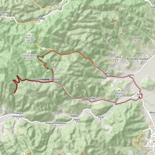 Map miniature of "Șard Gravel Adventure" cycling inspiration in Centru, Romania. Generated by Tarmacs.app cycling route planner