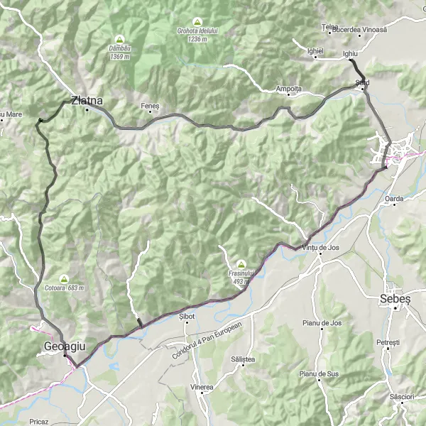 Map miniature of "Șard to Măgura" cycling inspiration in Centru, Romania. Generated by Tarmacs.app cycling route planner