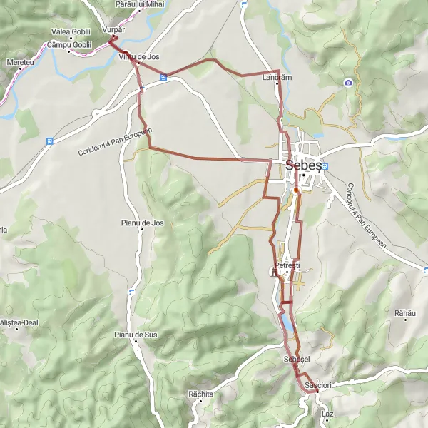 Map miniature of "Săsciori Gravel Loop" cycling inspiration in Centru, Romania. Generated by Tarmacs.app cycling route planner