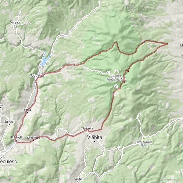 Map miniature of "Centru - Brădești Gravel Adventure" cycling inspiration in Centru, Romania. Generated by Tarmacs.app cycling route planner