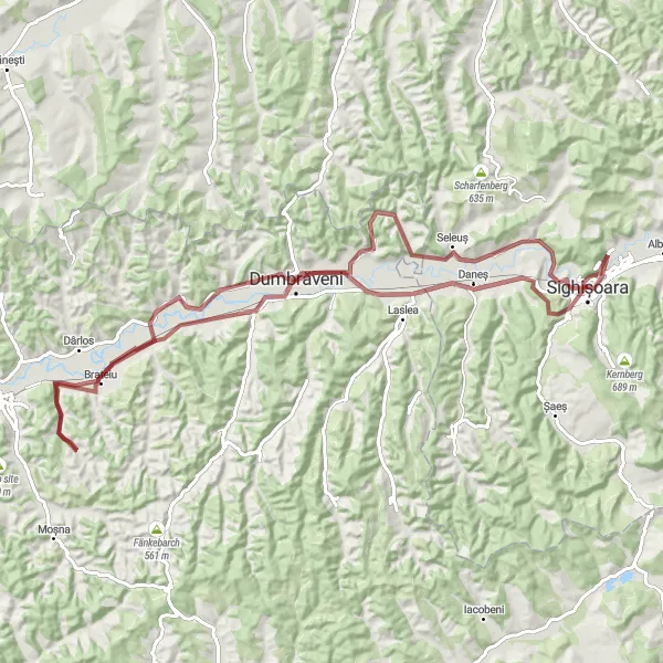 Map miniature of "Off-Road Adventure" cycling inspiration in Centru, Romania. Generated by Tarmacs.app cycling route planner