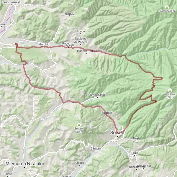 Map miniature of "Solovăstru Explorers Gravel Experience" cycling inspiration in Centru, Romania. Generated by Tarmacs.app cycling route planner