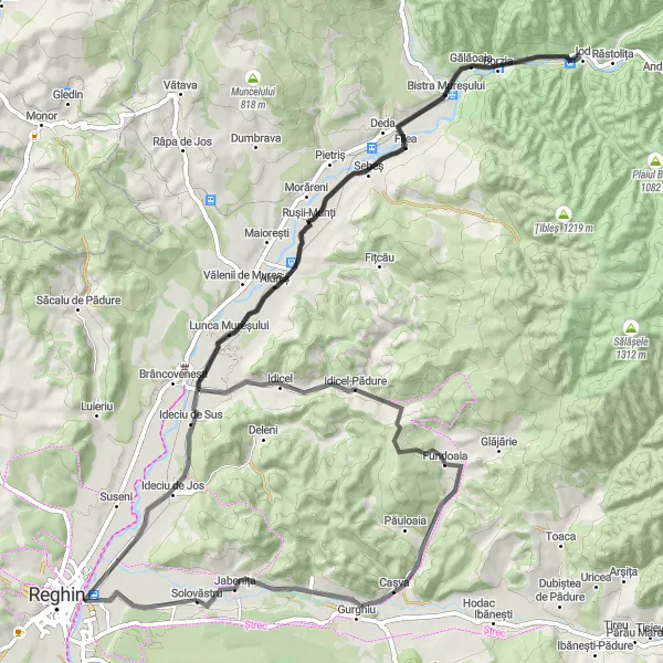 Map miniature of "Solovăstru Countryside Ride" cycling inspiration in Centru, Romania. Generated by Tarmacs.app cycling route planner