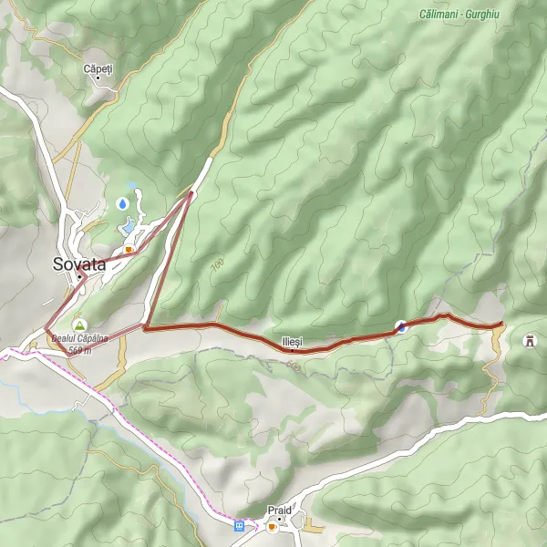 Map miniature of "The Ilieși Gravel Loop" cycling inspiration in Centru, Romania. Generated by Tarmacs.app cycling route planner