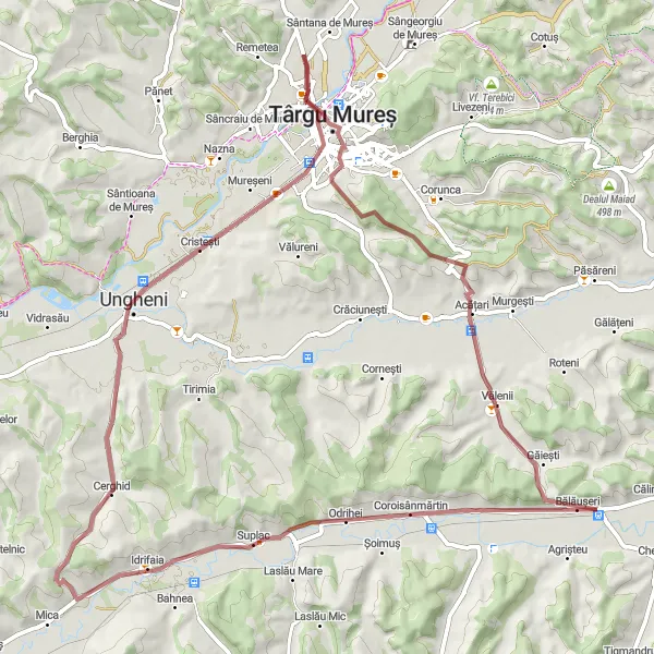 Map miniature of "Cerghizel and Palatul Apollo Gravel Loop" cycling inspiration in Centru, Romania. Generated by Tarmacs.app cycling route planner