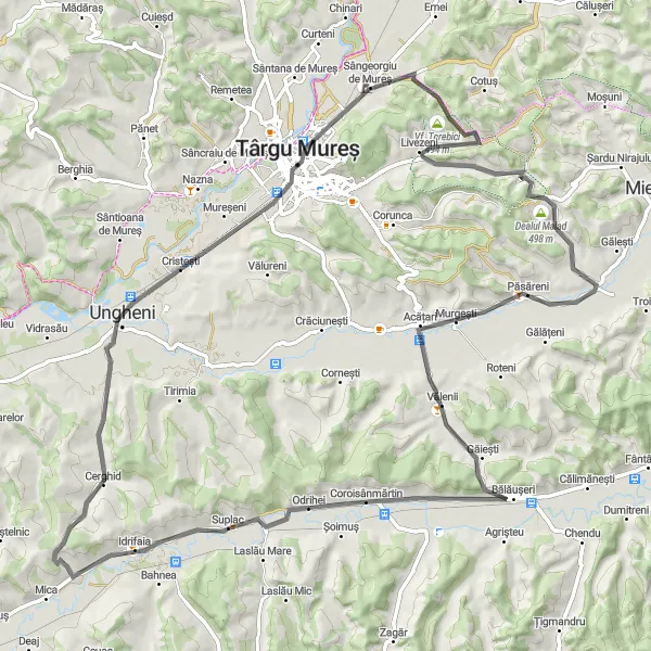 Map miniature of "Suplac - Odrihei Cycling Route" cycling inspiration in Centru, Romania. Generated by Tarmacs.app cycling route planner