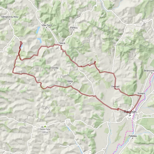 Map miniature of "The Gravel Adventure" cycling inspiration in Centru, Romania. Generated by Tarmacs.app cycling route planner