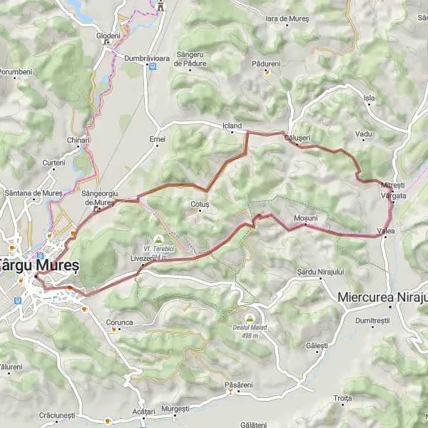 Map miniature of "Cinege Gravel Adventure" cycling inspiration in Centru, Romania. Generated by Tarmacs.app cycling route planner