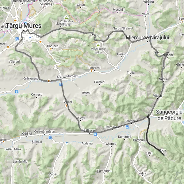 Map miniature of "Mărieșesti Road Adventure" cycling inspiration in Centru, Romania. Generated by Tarmacs.app cycling route planner