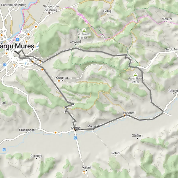 Map miniature of "Ivănești and Vațman Road Route" cycling inspiration in Centru, Romania. Generated by Tarmacs.app cycling route planner