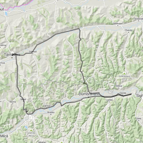 Map miniature of "Laslău Mic Circuit" cycling inspiration in Centru, Romania. Generated by Tarmacs.app cycling route planner