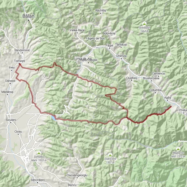 Map miniature of "Valea Gârbea - Mihăileni - Tomești" cycling inspiration in Centru, Romania. Generated by Tarmacs.app cycling route planner