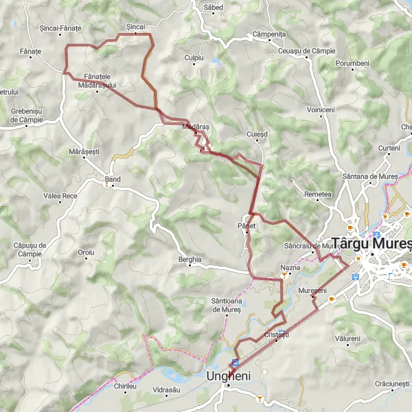 Map miniature of "Exploring Mureșeni" cycling inspiration in Centru, Romania. Generated by Tarmacs.app cycling route planner