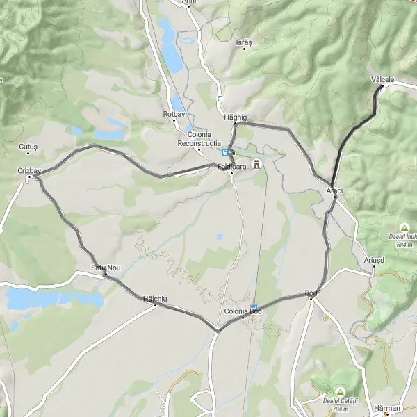 Map miniature of "Explore the Araci beauty" cycling inspiration in Centru, Romania. Generated by Tarmacs.app cycling route planner