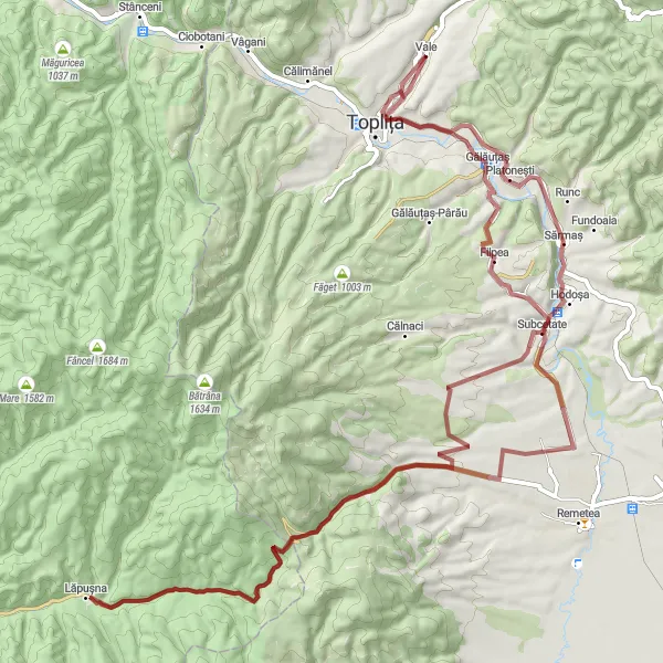 Map miniature of "Gravel Adventure in Vale" cycling inspiration in Centru, Romania. Generated by Tarmacs.app cycling route planner