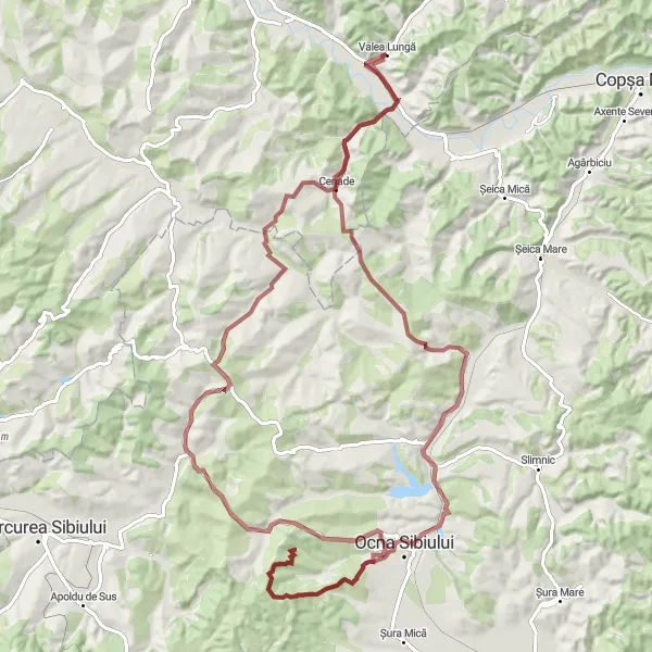 Map miniature of "The Challenging Gravel Expedition" cycling inspiration in Centru, Romania. Generated by Tarmacs.app cycling route planner